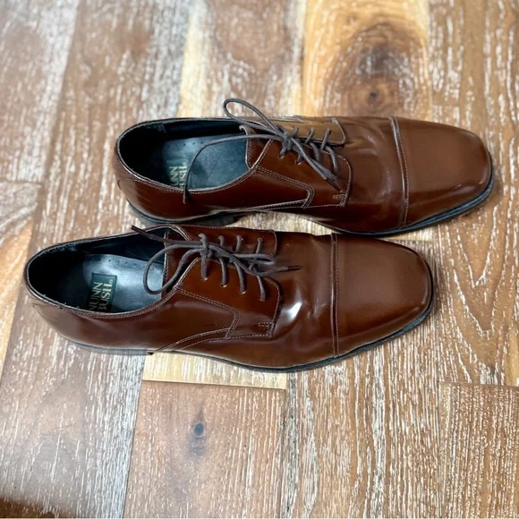 Nunn Bush Brown Leather Lace Up Men’s Oxford / Cap Toe Dress Shoes / Size 12 - Picture 2 of 6